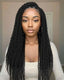 WIGER Full Double Lace Braided Wig with Pre Plucked Baby Hair Senegalese Style Black 24 Inch 180g
