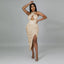 Miingstyle Wholesale Bling Rhinestone Black Mesh Casual Sexy Sequin Hollow Out Slip Dress
