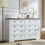 Dresser for Bedroom, Farmhouse Dresser with 8 Wooden Drawers and Storage Cabinet, 55 Inches Wide Chest of Drawers for Bedroom, L
