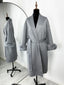 Elegant Lace Up Woolen Short Coat Solid Loose Lapel Furry Belt Long Sleeve Jacket Female 2025 Autumn Winter Lady Chic Cardigan