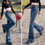 High Waist Flare Jeans - Elastic Bell Bottom Denim Pants