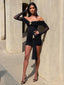 Nibber Metal Trim Dress Women Slash Neck Backless Peach Hip Ruched Ribbon Mesh Long Sleeve Sexy Stretch Skinny Party Bodycon