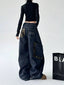 Retro Leopard Handle Joint Quge Denim New Design Sense Straight Wide Pants