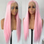Light Pink Long Silky Straight Synthetic Lace Front Wig Free Part Pastel Pink Heat Resistant Fiber Wigs for Women Daily Party