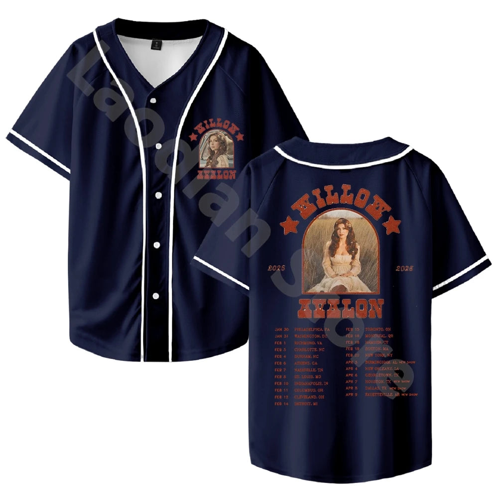 Willow Avalon Tour 2025 Baseball Jersey Hip Hop Shirts Fashion Jersey Casual Baseball Jacket Hip Hop Tshirt Cool Short Sleeve