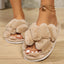 Women's Suede Fur Cross Slippers for Autumn Winter Home Use Thick Soled Non-Slip Slippers Comfortable Warm