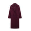 HH Women Fashion Burgundy Woolen Coat Double Breasted Long Sleeve Lapel Blends Jacket Autumn Winter High Street Outerwear