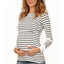 Long Sleeve O-Neck Maternity Cotton Nursing Tees Summer Striped Lactation Tops Postpartum Woman Breastfeeding T-Shirt