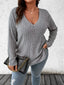 Plus Size 1XL-5XL Women's Casual Fashion V Neck Long Sleeve T-Shirt LadiesWomen's Plus Size Solid Ribbed T-Shirt Clothing