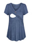 Casual Womens Maternity T-Shirt Top Summer Soild Color Short Sleeve Tee Shirt Crew Neck Basic Nursing Tops Comfort Tee