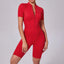 Seamless Yoga Jumpsuits Sports Fitness Zipper Hip-lifting Short-sleeved Backless Dance Workout Gym Shorts Bodysuits for Women