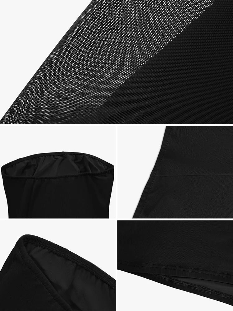 Sexy Black Strapless Bodycon Dress for Women Club Party Evening Gown