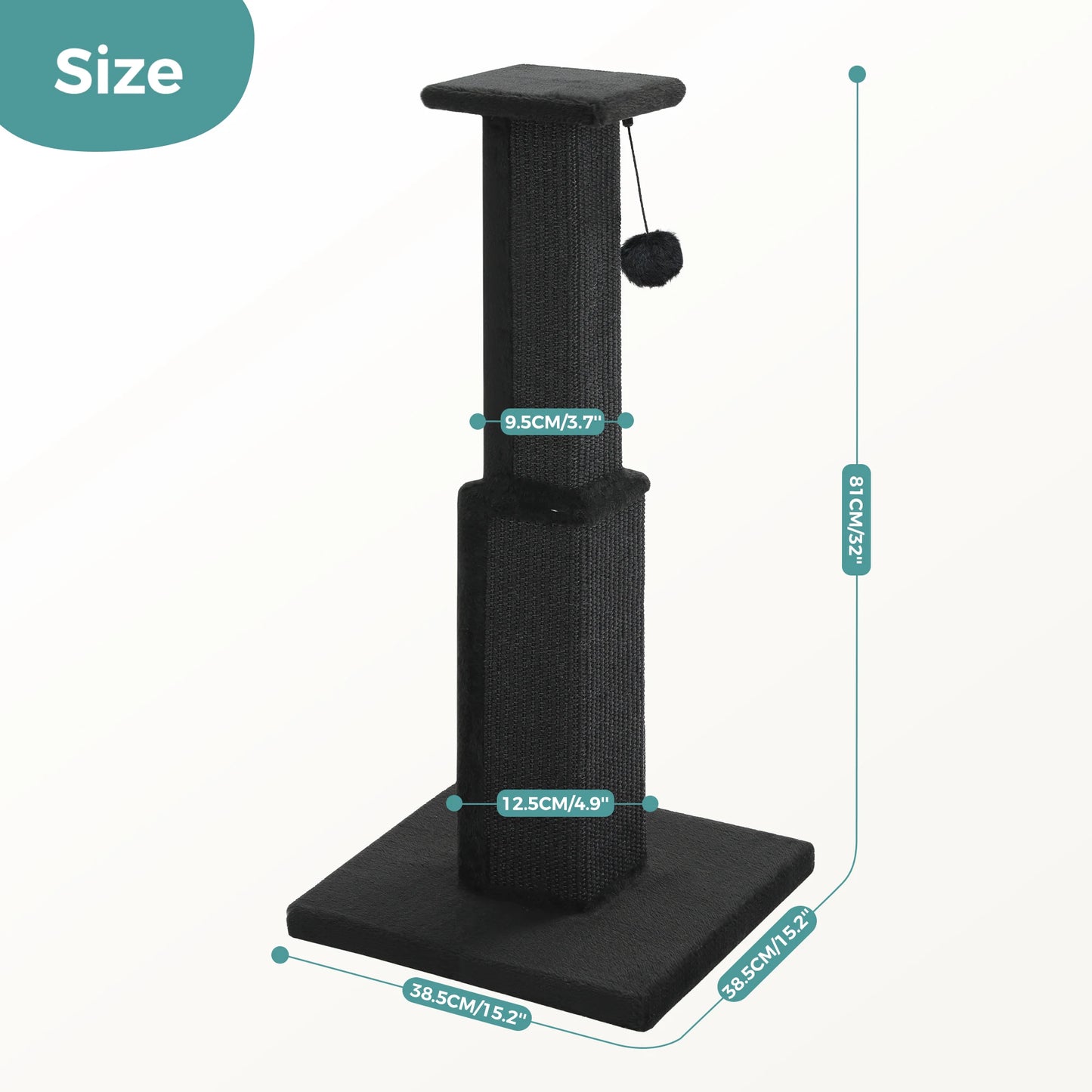 Large Cat Scratching Post for Indoor Cats Adults Ultimate Scratch Post with Woven Sisal Dangling Ball Tall Cat Scratcher Cat Toy