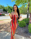 Spring/Summer Women's Colorful Tie Dye Print Off Shoulder Wrapped Chest Dress
