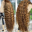 Glueless Pre Plucked Lace Front Human Hair Wigs 30 Inch 13x6 HD Ombre Highlight 4 27 Honey Blonde Deep Wave 250 Density Bouncy Hair For All Occasions