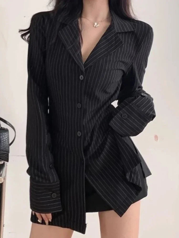 Striped Shirts for Women Turn-down Collar Long Sleeve Blouses Spring 2025 New Fashion Single Breasted Female Shirts
