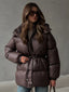 Bornladies Drawstring Slim Fit Cotton Jacket Women's Winter New Hooded Zipper Cotton Robe Comfortable Warm Bread Jacket