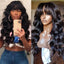 Body Wave Wigs with Bangs 3x1 Middle Part Lace Wig Human Hair Pre Plucked Body Wave Real Human Wigs with Bangs for Women 34 Inch