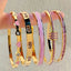 ZAKOL 5pcs/1pcs Pink Crystal Zircon Inlaid Stainless Steel Bracelet Charm Stacked Bracelets Fashion Non-fading Jewelry Gift