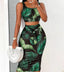 Two Pieces Set Outfits Women & 2026 Summer Sexy Sleeveless Suspender Top and High Waisted Tight Fitting Hip Wrap Skirt Print Suits