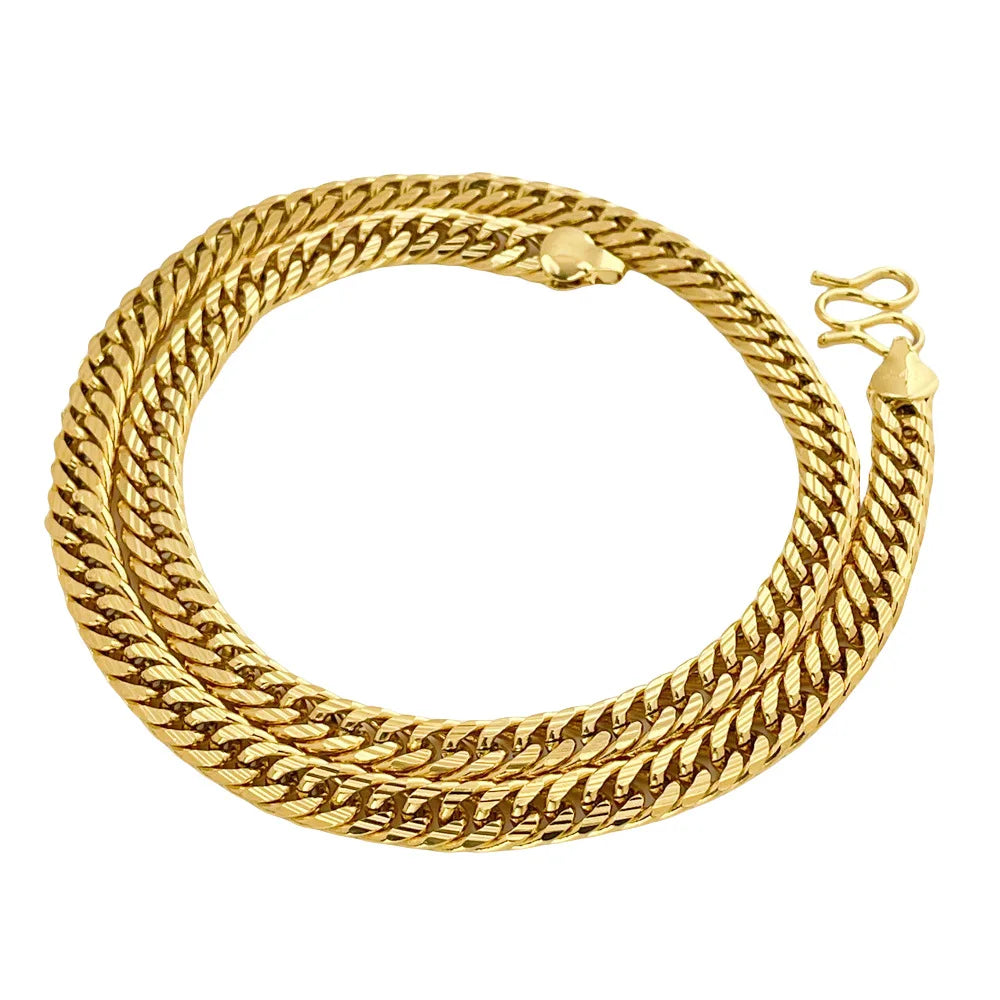 Bold Men's 24K 999 Real Gold Cuban Link Necklace, 10MM 60cm Sturdy Thick Chain, Timeless Masculinity