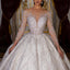 Beaded Sexy Bride Dresses Vestidos De Novia Luxury Hand Beaded Long Sleeve Wedding Dress Ball Gown Long Chapel Train
