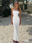 Hugcitar Elegant Women Solid Strapless Backless Bandage Sexy Bodycon Maxi Dress Summer Women Y2K Clothes Beach Vacation Party