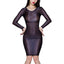Women Sheer See-Through Bodycon Dress Glossy Long Sleeve High Stretch Skinny Mini Dress Tempting Lingerie Club Rave Party Wear