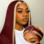 99J/613 Colored Highlight 13x4 Hd Transparent Straight Lace Front Wigs Omber Blonde With Burgundy Red Human Hair Wigs Brazilian