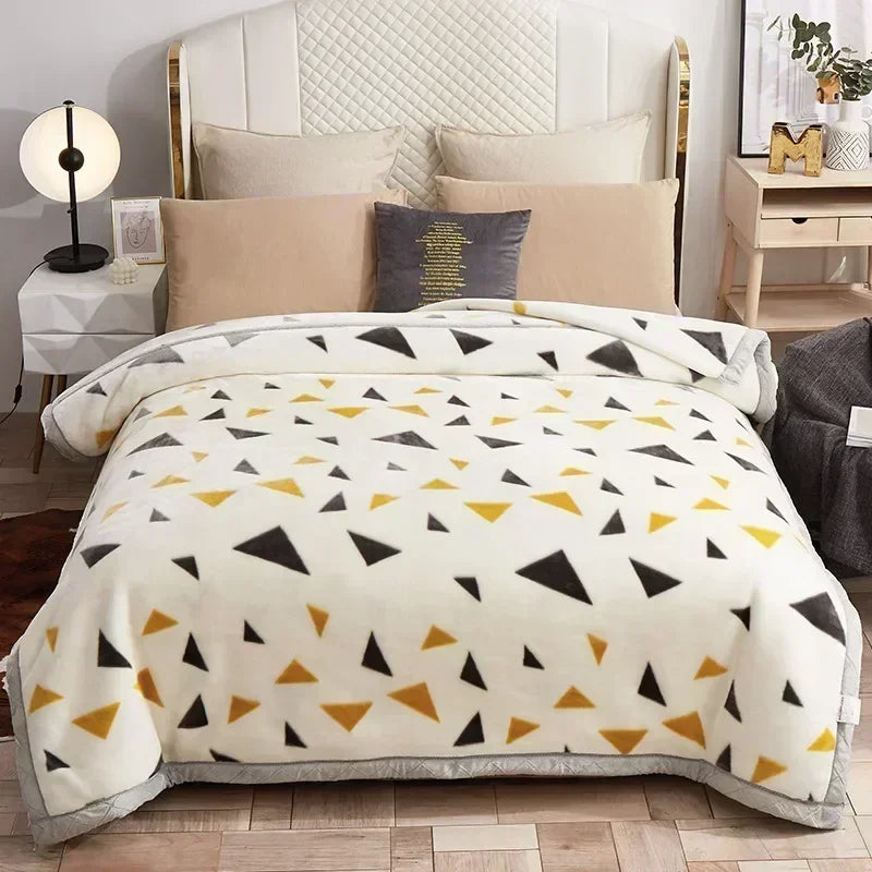 New Warm Weighted Blankets for Beds High End Thicken Warmth Raschel Blanket for Winter Autumn Double Side Plush Comforter Quilt