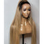 26Inch Ombre Blonde Straight Synthetic 180%Density Lace Front Wig For Women With BabyHair Preplucked Glueless