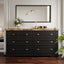 59" 6 Drawers Dresser for Bedroom, Power Strip, Farmhouse Large Wood Dressers & Chest of Drawers with Wide Storage, Customized