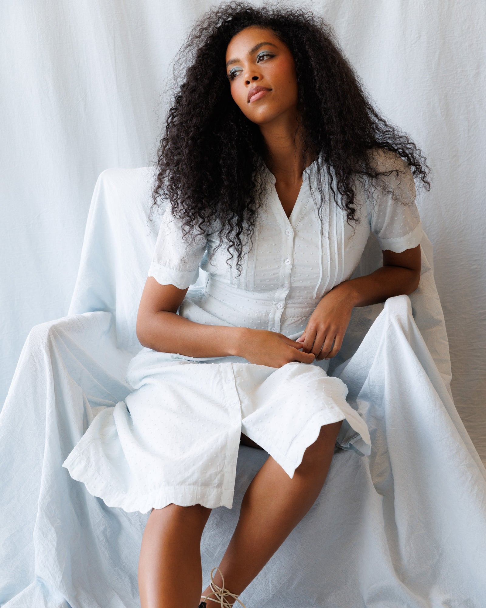 Swiss Dot Scallop Dress Secondary image