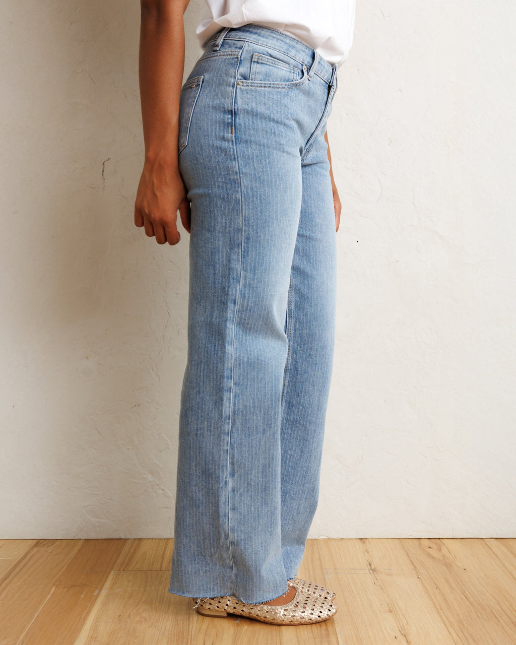 Mid-Rise Wide Stripe Jeans