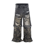 DISTRESSED SPLIT CAMO DENIM