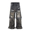 DISTRESSED SPLIT CAMO DENIM