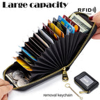 RFID Credit Card Holder, Casual Multi-compartment Wallet, Simple Zip Around Card Case