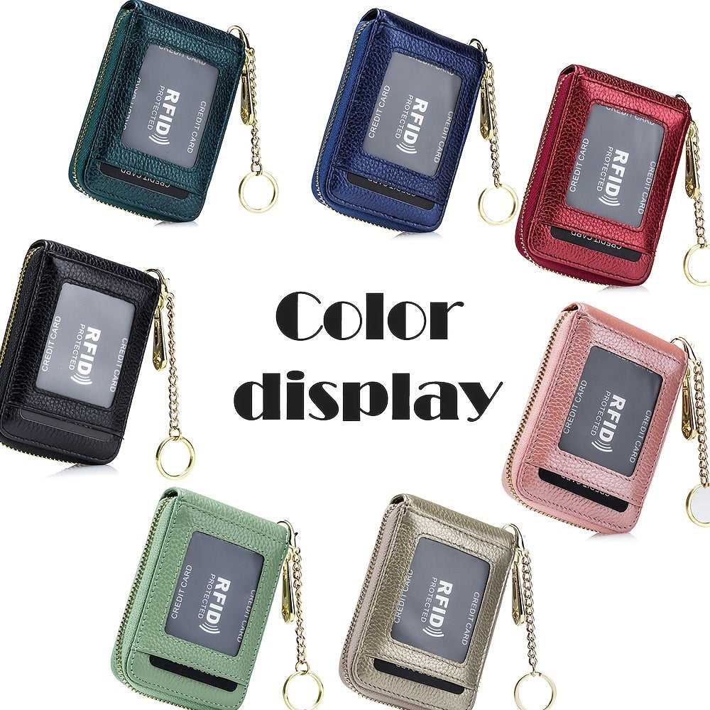 RFID Credit Card Holder, Casual Multi-compartment Wallet, Simple Zip Around Card Case Secondary image