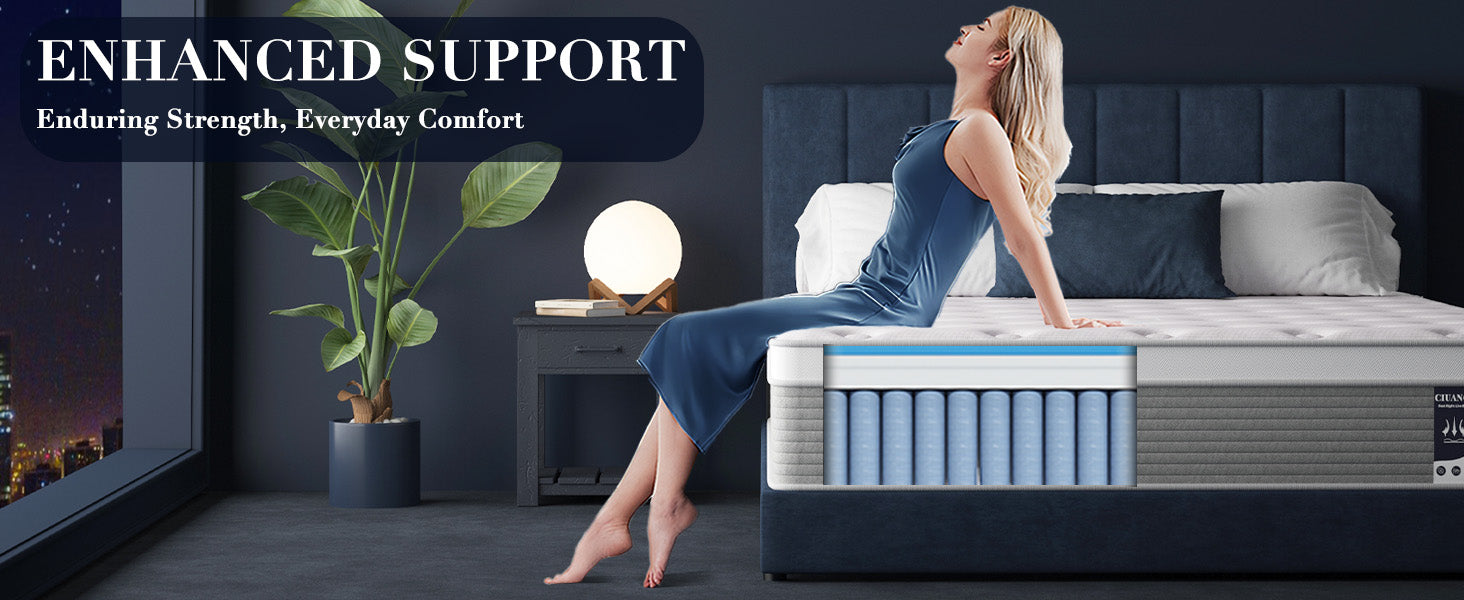 Twin XL Mattress, 12 Inch Twin XL Mattress in a Box Hybrid Design for Cooling Sleep Pressure Relief Supportive Fiberglass Free