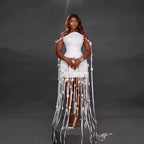 Pink Gorgeous Straight Cocktail Dress With Flowers Tassels Beads Luxury Birthday Dress African Sexy Evening Dresses Customized