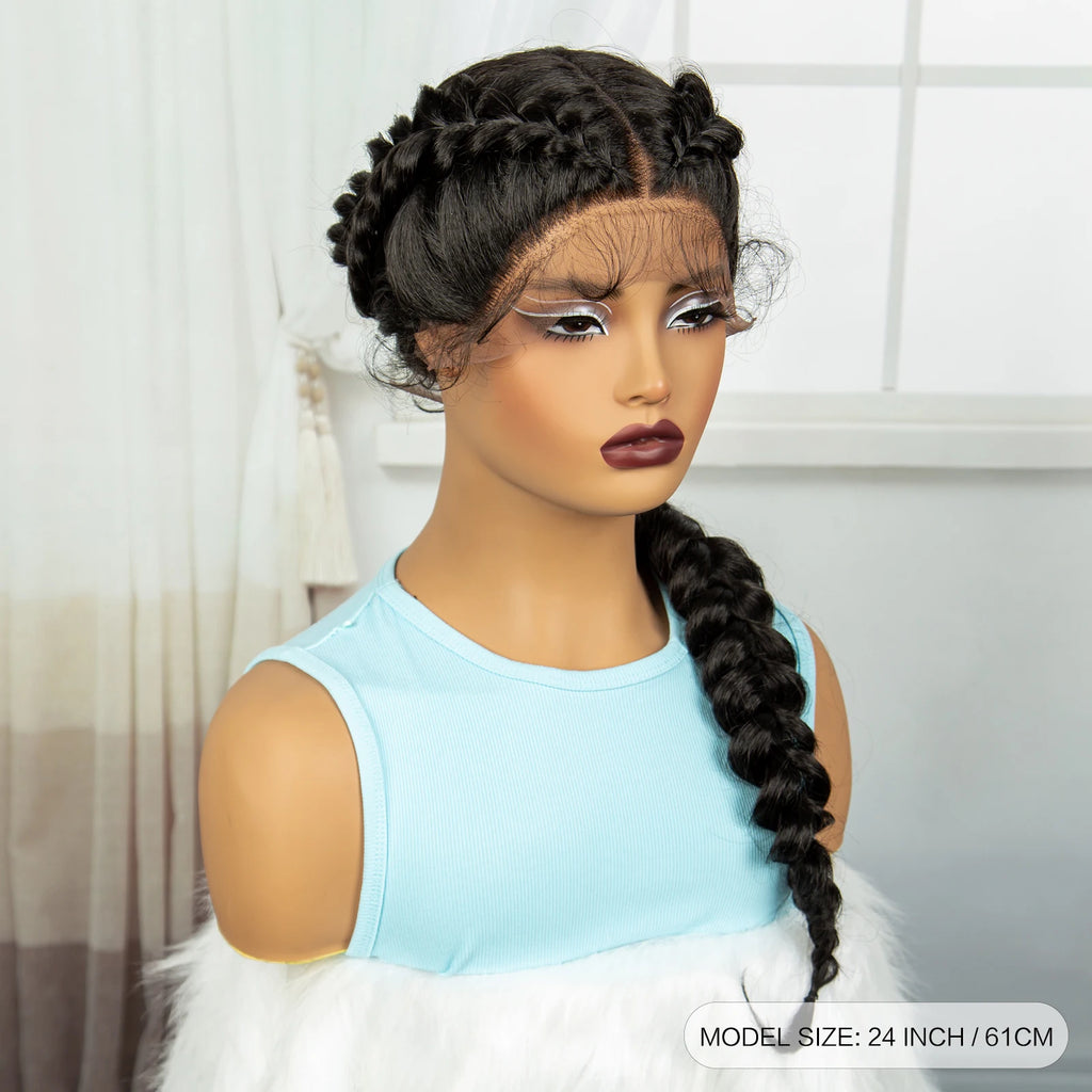 Twist Braided Wigs Synthetic Lace Front Handmade Knotelss Braided Lace Wigs Natural Braidis Wigs with Baby Hair for Black Women