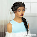 Twist Braided Wigs Synthetic Lace Front Handmade Knotelss Braided Lace Wigs Natural Braidis Wigs with Baby Hair for Black Women