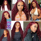 99J Color Burmese Curly Hair Bundles Burgundy 100% Human Hair Bundle Extension Human Hair Weave Tissage  Deep Wave 1/3/4 Bundles
