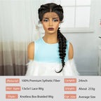 Twist Braided Wigs Synthetic Lace Front Handmade Knotelss Braided Lace Wigs Natural Braidis Wigs with Baby Hair for Black Women