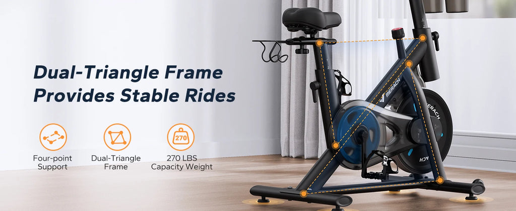 MERACH Exercise Bike Brake Pad/Magnetic Stationary Bike with Exclusive App Low Noise Indoor Cycling Bike with Fitness Courses