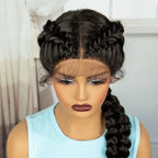 Twist Braided Wigs Synthetic Lace Front Handmade Knotelss Braided Lace Wigs Natural Braidis Wigs with Baby Hair for Black Women