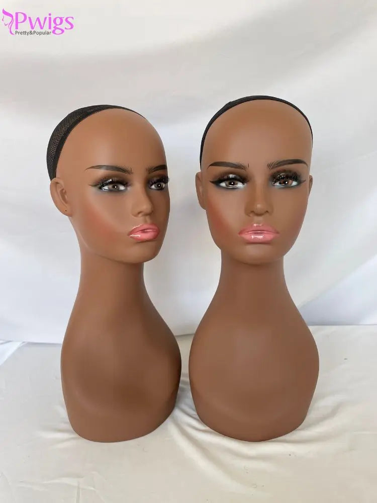 Pwigs Female Dark Brown Makeup Mannequin Head Wig Mannequin Heads Display Piercable with T-pin In without Shoulder