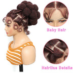 Synthetic Bantu Braided Wigs 11 Inches Full Lace Braided Wig with Baby Hair Afro Short Wigs Knotless Box Braids Wigs for Women