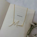 Qitian Personalized Signature Dainty Diamond Name Necklace Stainless Steel Handmade Custom Name Zircon Crystal Jewelry For Women
