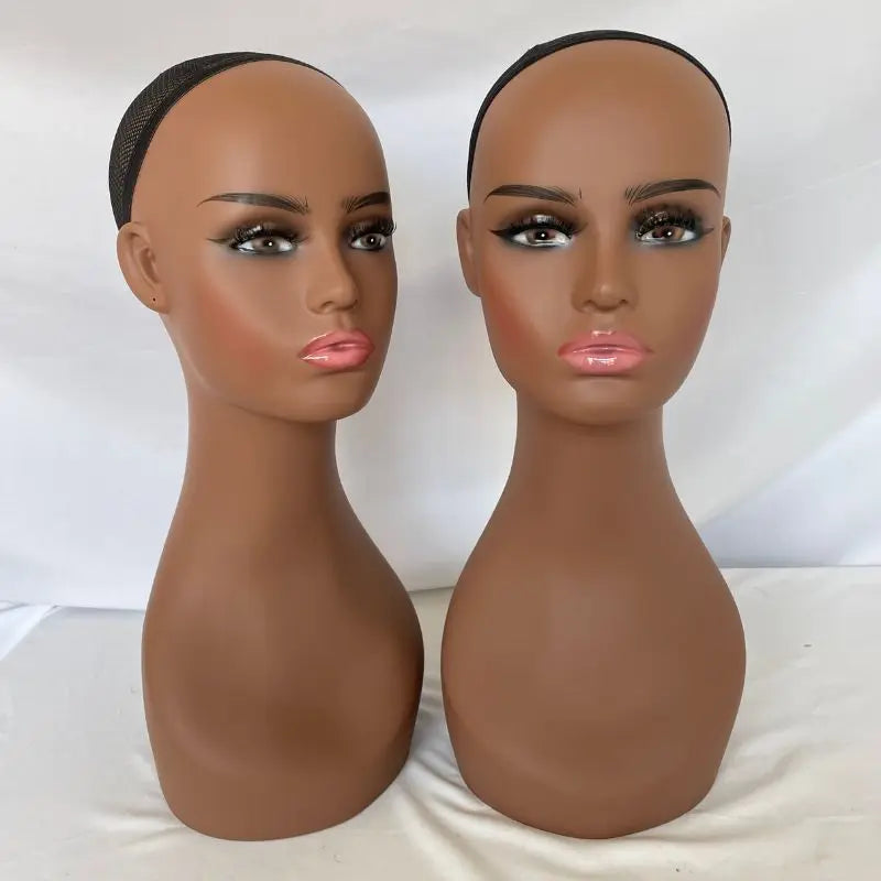 Pwigs Female Dark Brown Makeup Mannequin Head Wig Mannequin Heads Display Piercable with T-pin In without Shoulder